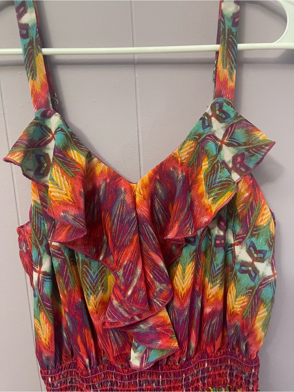 Faded Glory Red Multi-Color Ruffle-Front Maxi Sundress - Picture 3 of 12